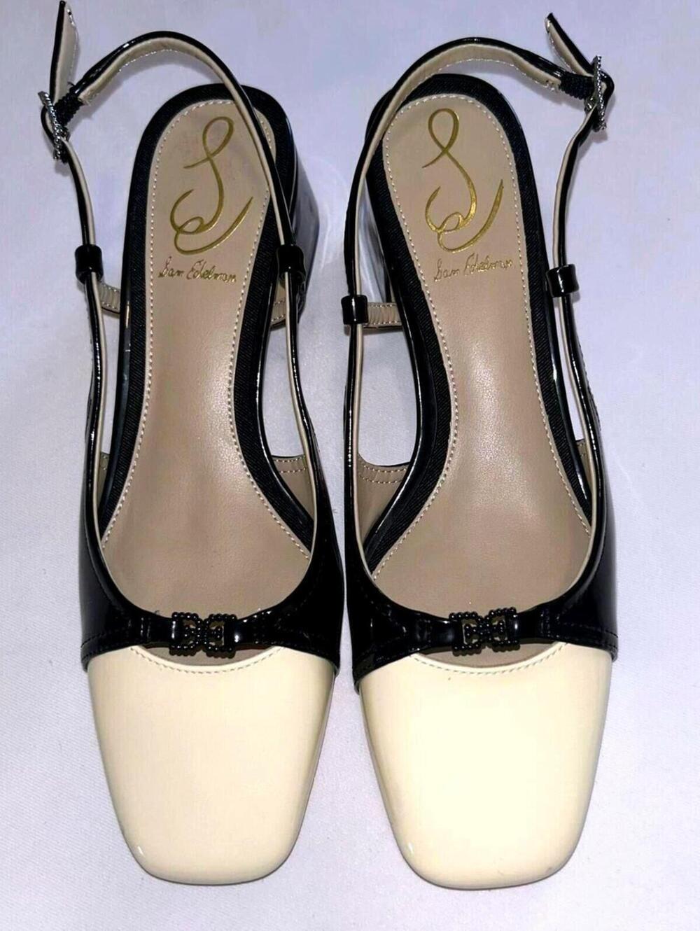 Sam Edelman Tarra Slip-On Slingback Shoes "Black/Cream" Women's 5.5 / Youth 4.0